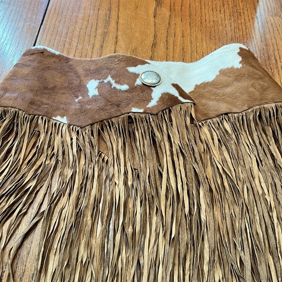 Pat Dahnke Vintage Calf Hair Belt With Long Brown Suede Fringe Velcro Closure - Picture 7 of 12